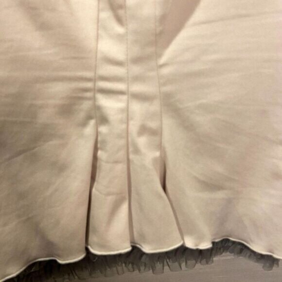 SISLEY Stretch Fitted Tube Skirt Beige Pleated Back Hem Bodycon Pencil‎ Skirt - Picture 5 of 7